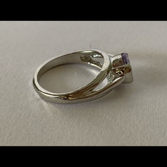 Amethyst Solitaire Light Purple Silver Ring Size 6 NEW - Picture 5 of 6